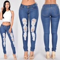 Jean en denim taille haute pour femme, style vintage, dégradé bleu marine, coupe skinny, respirant, écologique, décontracté, extensible