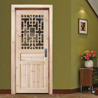 Porte intérieure en bois massif de sapin avec grille en bois et vitrage, durable, pour chambre – Vente en gros usine