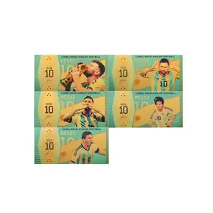Hot sale Sport golden card for fans Football king messi plastic banknote creative birthday gifts waterproof ticket for home dec