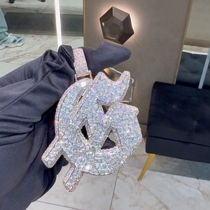 Mặt dây chuyền chữ cái G mạ vàng kiểu dáng mới, đính đá Moissanite VVS, thiết kế sang trọng, phong cách Hip Hop dành cho nam - Product Image 5