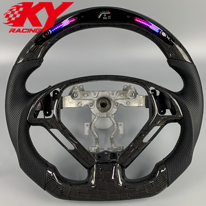 Volant sport en cuir et fibre de carbone, style course personnalisé, avec LED et indicateur de régime, compatible avec Infiniti G37 G37S G37X G35 EX37 - Product Image 1