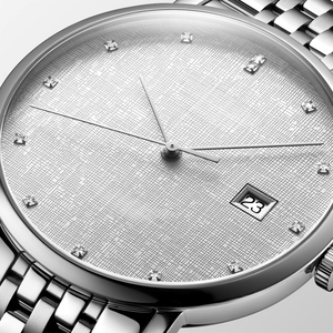 Stainless Steel Quartz Watch Men Women Date Display Diamond Dial Business Casual Wristwatch Adjustable Band Daily Longinesing - Product Image 4