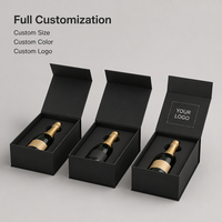 Boîte cadeau rectangulaire noire mate recyclable de petite taille, adaptée aux bouteilles de champagne courtes XS, emballage de vente au détail, vente en gros depuis l'usine