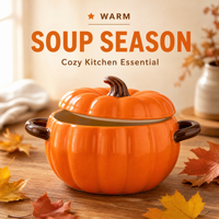 Soupière en céramique en forme de citrouille avec couvercle, logo personnalisé, pot à gratin coloré pour Thanksgiving, cadeau d'Halloween, commande en gros