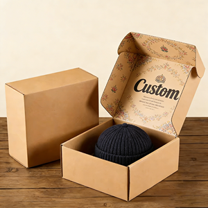Caja de Cartón Kraft GoTop para Gorras de Béisbol con Estampado en Caliente y Diseño Floral Personalizado, Empaque Premium para Gorras - Product Image 2