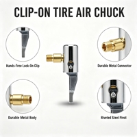 Conector de Válvula de Aire para Neumáticos con Clip, Metálico, de Alta Resistencia, con Bloqueo de Seguridad, Tamaño de Puerto 3/8, Válvula para Neumáticos de Coche OEM