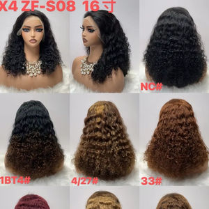 Pelucas Cortas y Rizadas de Encaje Frontal Coloridas, Cabello Humano Ombre Rubio Miel y Marrón Borgoña, Peluca Frontal de Encaje 13x4 para Mujeres Negras - Product Image 1