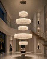Lustre LED en cristal superposé de luxe à double couche, finition or/blanc, à intensité variable, pour salon et salle à manger, rehausse l'esthétique de l'espace