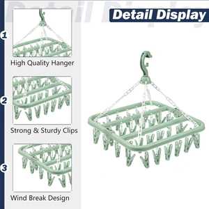 Quần áo khô móc áo với 32 Clip có thể gập lại treo giá nhựa treo khô giá cho quần áo đồ lót vớ - Product Image 6