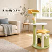 Arbre à chat éco-responsable MM001 à trois niveaux avec poteaux à gratter en peluche et plateformes d'escalade 55 x 38 x 132 cm – Vente en gros