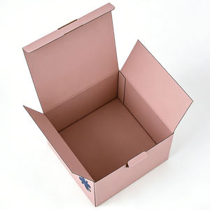 <b>Pink</b> Self Erecting Paperboard <b>Box</b> With Handle And UV Printed Logo For <b>Gift</b> And Craft Use - Product Image 6