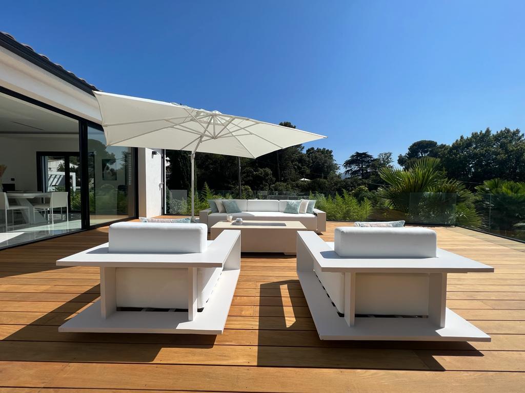Modern European Outdoor White Aluminium Frame Sofa Set Patio Garden Sofa Furniture