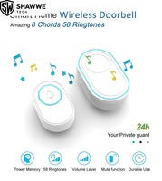 Sonnette vidéo intelligente Tuya avec carillon, Wi-Fi 2.4G, alarme via application et détecteur de mouvement, en ABS pour la sécurité domestique