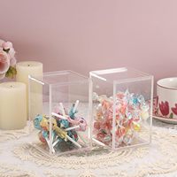 Boîte en acrylique personnalisée, vitrine transparente en acrylique, 5 boîtes latérales avec couvercle/couvercle coulissant ou base, boîte cube en acrylique en plexiglas pour nourriture rose