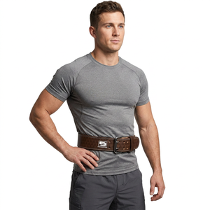 Ceinture de musculation en cuir avec boucle personnalisée et soutien dorsal pour la musculation, le fitness et l'entraînement, fermeture antidérapante, logo personnalisé - Product Image 1