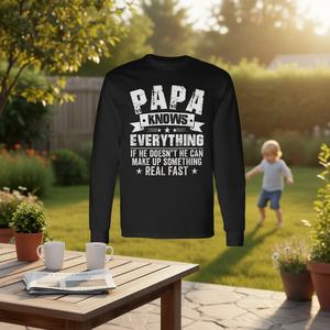 Papa sait tout T-shirt vintage à manches longues pour homme, chemise pour la fête des pères - Product Image 3