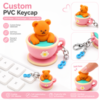 Porte-clés personnalisés mignons en PVC, jouets de bain flottants (ours, canard) et capuchons de clavier