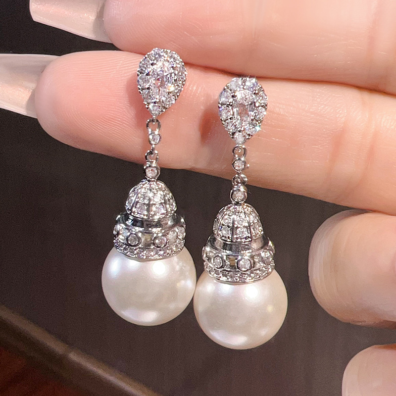 Boucles d'oreilles perles blanches
