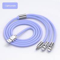 Câble de charge rapide USB 3 en 1 120W en alliage de zinc, silicone, cuivre, avec LED, pour synchronisation des données, compatible iPhone, Android, Type-C, personnalisable OEM