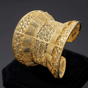 สร้อยข้อมือ Kada แบบแฟชั่น14K 18K 24K ที่มีลวดลายเป็นรูปเปิดได้สร้อยข้อมือ Kada สุดหรูทำจากทองเหลืองพร้อมงานที่ทำเป็นเส้น - Product Image 4