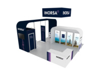 Stand de Exhibición Modular Portátil Estándar de 20x20 con Marco de Aluminio y Tela Tensada, con Diseño Personalizado