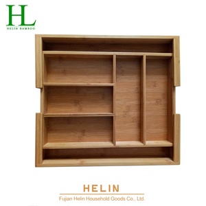 Plateau à couverts rectangulaire en laque argentée He Lin, extensible, porte-couverts en bois, organisateur de <span class=keywords><strong>tiroir</strong></span> en bambou - Product Image 6