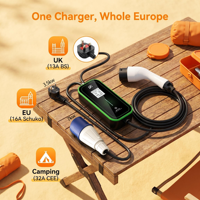 Chargeur EV portable 7 kW avec prise BS/Schuko/CEE, RCD de type A, câble TPU, IP65, Plug & Play, certifié CE/TUV, chargeur de voiture électrique portable