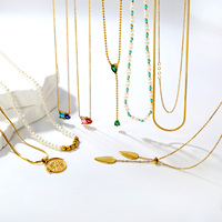 Collection de Colliers en Acier Inoxydable Plaqué Or 18K PVD, Perles Colorées, Pendentifs, Vente en Gros Usine, Bijoux OEM ODM