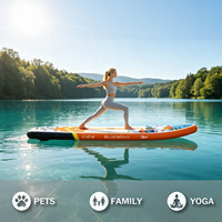 Planche à pagaie gonflable Premium 11 pieds x 33 pouces avec imprimé café rétro et pompe, BLUEWAYS Golden Hour SUP pour inspirations océaniques