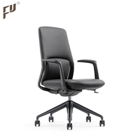 Chaise de bureau exécutive moderne Furicco avec revêtement en cuir PU gris/noir, mécanisme pivotant, garantie de 5 ans