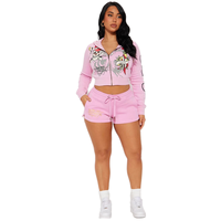Ensemble 2 pièces tendance pour femme Soaring Rainbow, style européen et américain, avec pantalon long droit taille haute et cardigan court, motif tête de mort et cœur