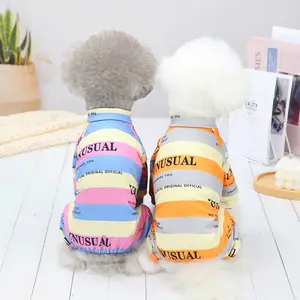 Wholesale Luxury Summer Pet Apparel T-Shirt Stripe Printing Designers Dog Clothes