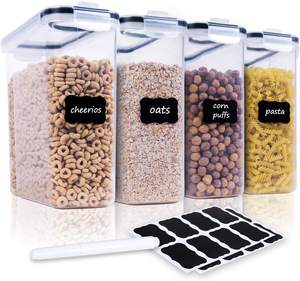 Recipientes Grandes Herméticos para Almacenamiento de Alimentos de 4L, Juego de Recipientes Rectangulares de Plástico para Almacenamiento de Cereales para la Organización de la Despensa de la Cocina - Product Image 1