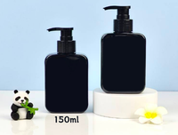 Botol PET Datar 150ml, Botol Isi Ulang Sampo Portabel, Botol Lotion Tubuh dengan Pompa
