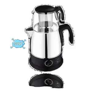 Glass Teapot 0.7L with Electric Stainless Steel Kettle 1.8L, 2 in 1, Traditional Turkish Tea Maker