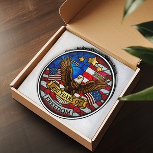 <b>Retro</b> Stained Glass Suncatcher Pendant 250 Years Of Freedom Usa Celebration - Product Image 4