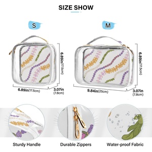 2-pack Custom Design Puakenikeni Flower Women Small Transparent Clear PVC Cosmetic Bags With Zipper - Product Image 4