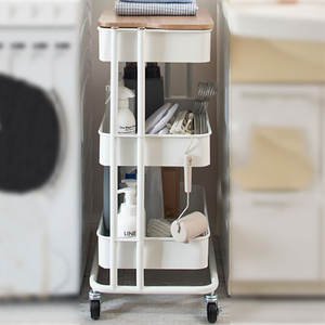 Multi Function Green Plant Shelf With <strong>Wheels</strong> 3 Tier Mobile Snack Storage Cart <strong>Rack</strong> Kitchen With Tray Fruits <strong>Vegetables</strong> Organizer - Product Image 3