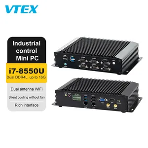 Vtek – ordinateur industriel robuste Minipc Core I5-8250U I7-8550U 2 Lan 6 Com 8 bits Gpio Vga Ps2 riche Fanless Mini Pc industriel