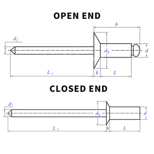 Approvisionnement d'usine ISO15974/15978 conforme 3.2/4.8 aluminium pur ouvert/fermé tête fraisée CSK rivets aveugles pour <span class=keywords><strong>Alu</strong></span> - Product Image 1