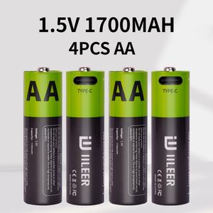 Baterías de Litio IILEER Portátiles AA 1.5V 1700mAh de Carga Rápida Recargables para Juguetes y Linternas - Product Image 6
