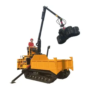 Crawler Carrier Karet Track Dumpers dengan Wood Grapple Boom