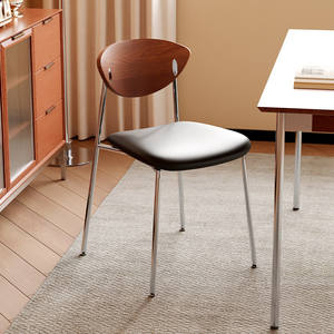 Silla de <span class=keywords><strong>Comedor</strong></span> Retro de Acero Inoxidable Usada, con Tapicería de Cuero de Microfibra, para <span class=keywords><strong>Comedor</strong></span> y Cafetería - Product Image 3