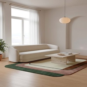 Modern Minimalist Layered Hand Tufted Border Area Rug Soft Neutral Geometric Carpet for Livingroom Bedroom Home Decor Accent Rug - Product Image 1