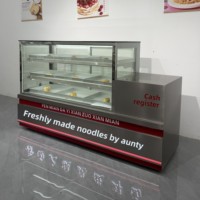 Vitrine réfrigérée en verre de style occidental chinois avec éclairage LED, portable et multifonctionnelle pour la présentation de gâteaux et desserts