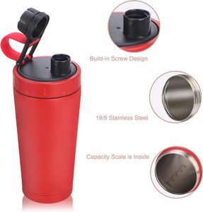 Shaker <b>Bottle</b> Stainless Steel Insulated <b>Protein</b> Shaker <b>Bottle</b> Keeps Cold/Hot Double Walled Shaker Leak Proof 20-Ounce - Red - Product Image 4