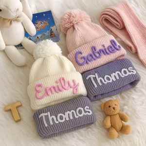 Customized Embroidered Baby <b>Beanie</b> Hat with Name, Warm Knitted Hat for Newborns in Winter, Personalized Gifts for Girl and Boy - Product Image 2