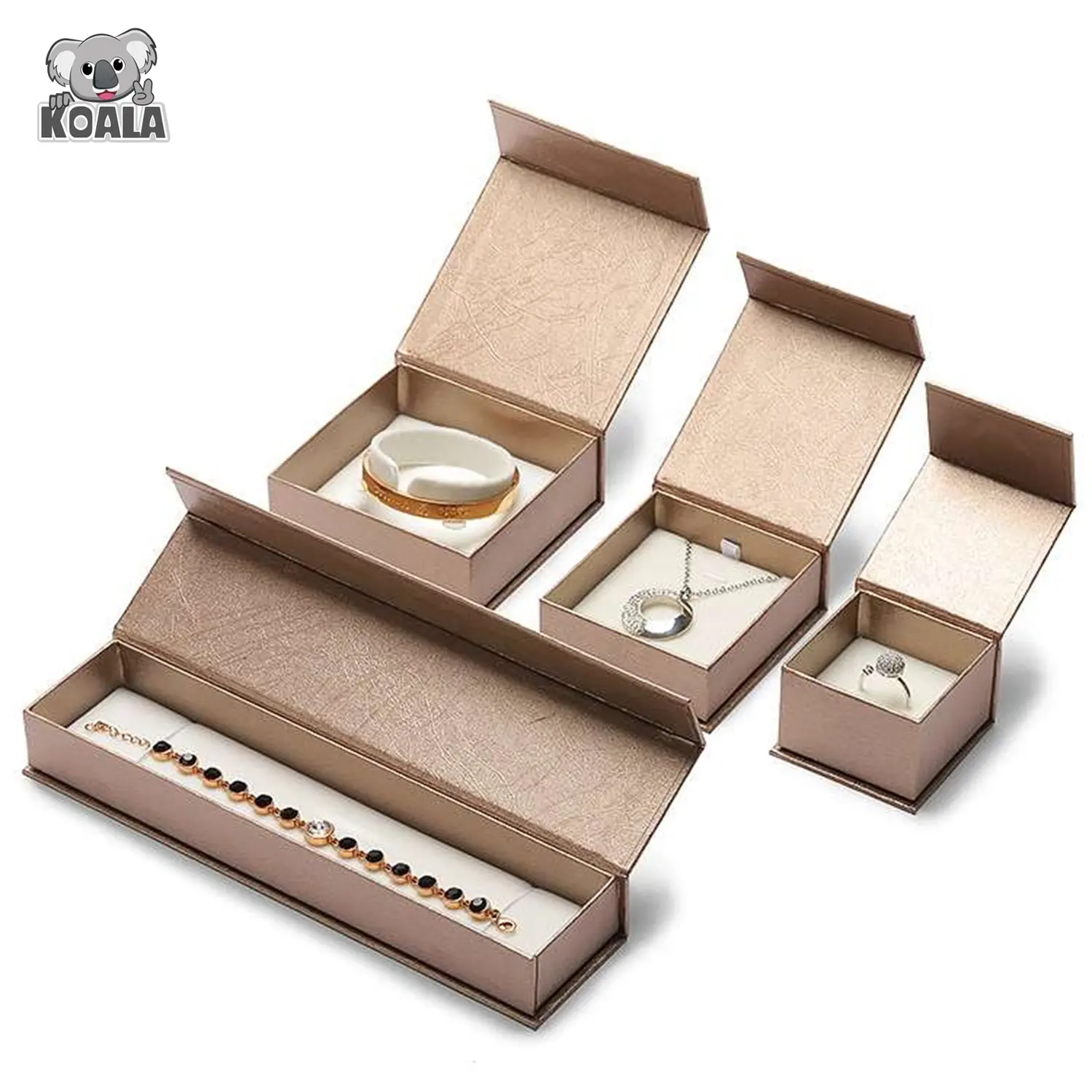Boîte cadeau de luxe avec Logo personnalisé, boîte d'emballage en carton marron magnétique pour collier Bracelet bijoux