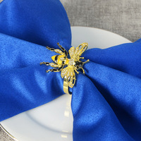 Anneau de serviette en fer style occidental, non jetable, motif abeille dorée, pour la décoration de table de banquet d'hôtel, support de serviette pour mariage et fête
