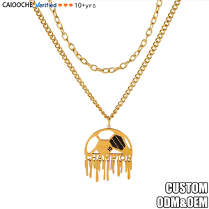 CAIOOCHE Collar con Colgante de Fútbol Irregular Chapado en Oro Inoxidable, Diseño Contratado, Joyería de Acero Inoxidable al por Mayor - Product Image 1